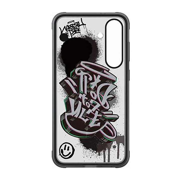 Samsung Coque pour Galaxy S25 Plus NFC Fond d'Écran Dynamique Urban Art Ultra Renforcée Noir / Argent
