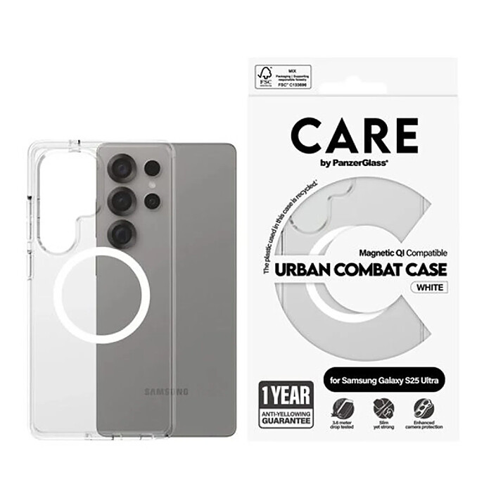 Avis Panzer Glass Coque pour Galaxy S25 Ultra Compatible Qi Anti-jaunissement Transparent