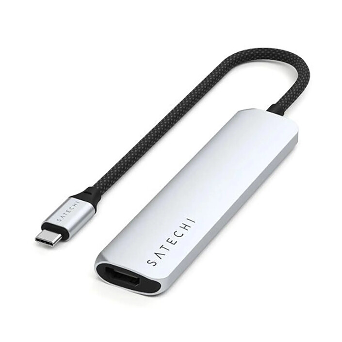 Satechi Hub USB-C Slim Multiport 6-in-1 4K Power Delivery 100W Argent