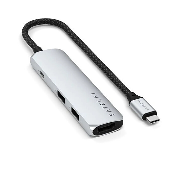 Satechi Hub USB-C Slim Multiport 4-in-1 4K Power Delivery 100W Argent