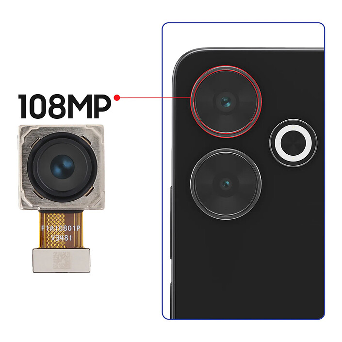 Avis Relife Caméra Arrière Principale pour Xiaomi Redmi 13 et Poco M6 108MP Noir
