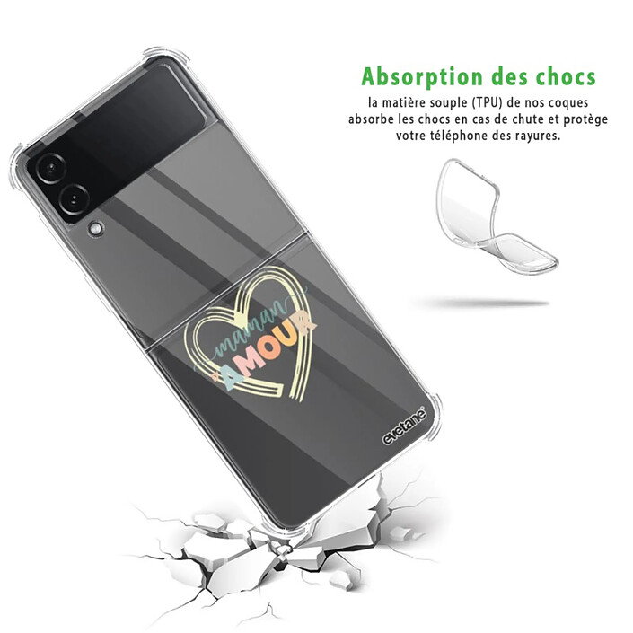 Avis Evetane Coque Coque Samsung Galaxy Z Flip 4 Silicone antichocs Solides coins renforcés  transparente Motif Maman d'amour