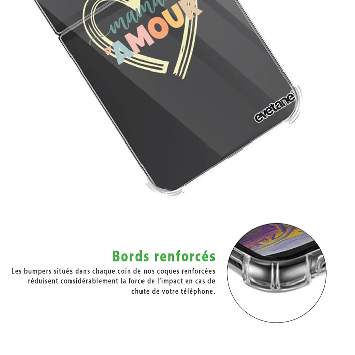 Acheter Evetane Coque Coque Samsung Galaxy Z Flip 4 Silicone antichocs Solides coins renforcés  transparente Motif Maman d'amour