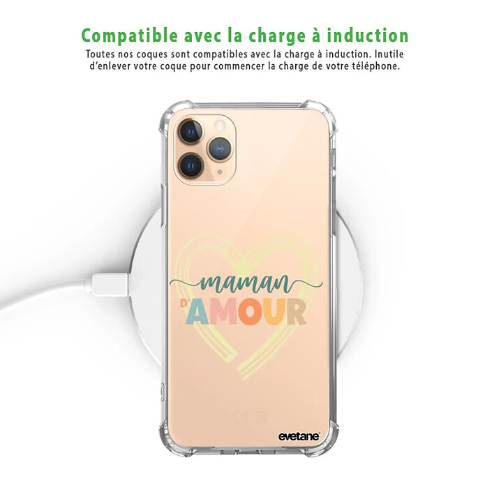 Evetane Coque iPhone 11 Pro Silicone antichocs Solides coins renforcés  transparente Motif Maman d'amour pas cher