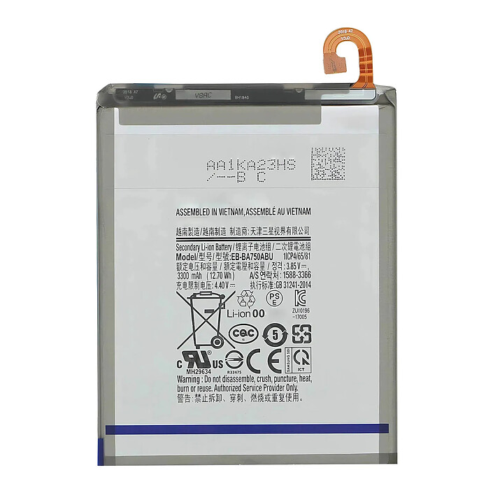 Clappio Batterie interne pour Galaxy A10 et A7 2018 3300mAh modèle EB-BA750ABU