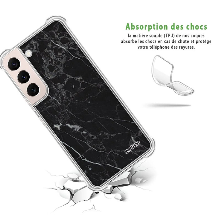 Avis Evetane Coque Samsung Galaxy S22 5G Silicone antichocs Solides coins renforcés  transparente Motif Marbre noir