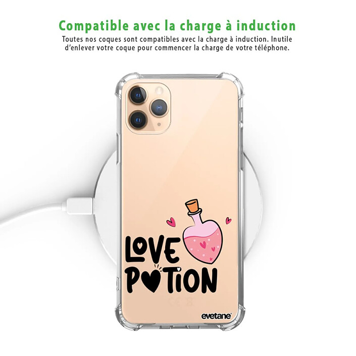 Evetane Coque iPhone 11 Pro Silicone antichocs Solides coins renforcés  transparente Motif Love Potion pas cher