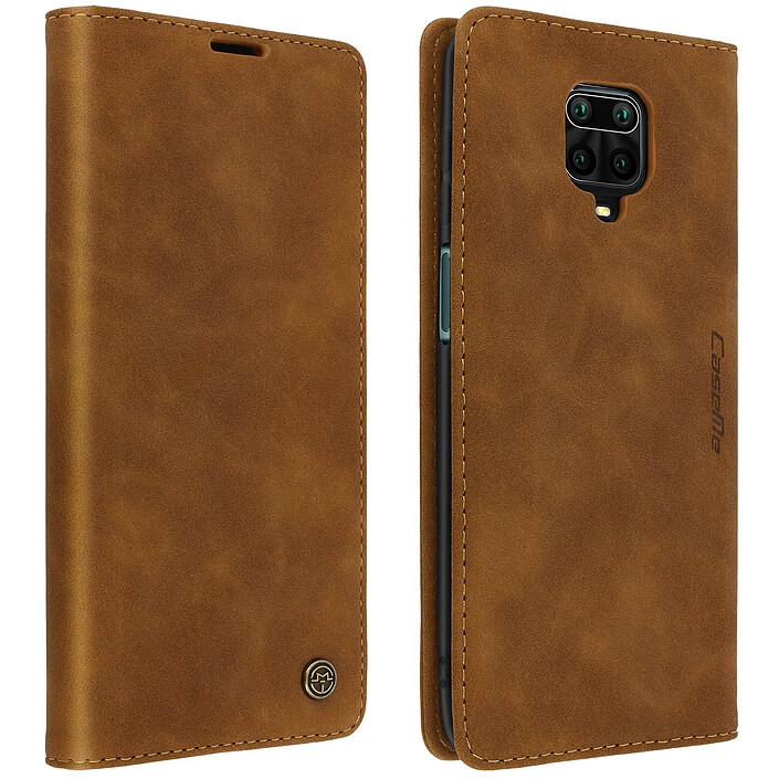 CaseMe Étui pour Xiaomi Redmi Note 9S / 9 Pro / 9 Pro Max Vintage Porte-carte Support Camel