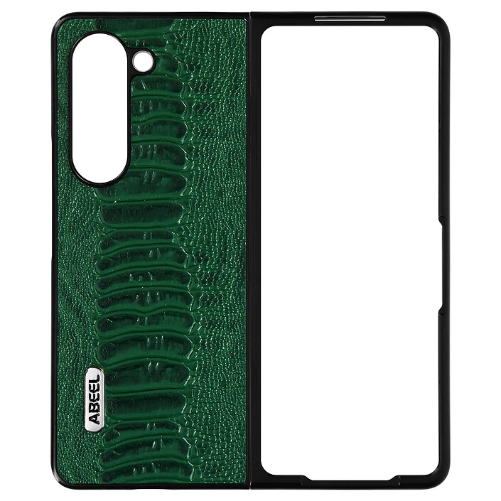 Abeel Coque pour Samsung Z Fold 5 Hybride Cuir Motif Serpent Abeel vert foncé