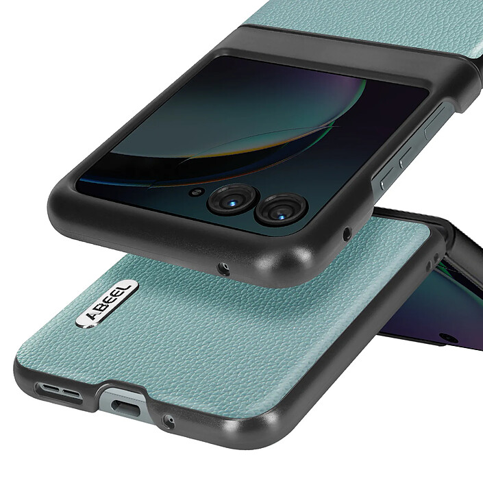 Abeel Coque Cuir pour Motorola Razr 40 Ultra Effet Grainé Design Fin Abeel Bleu pas cher
