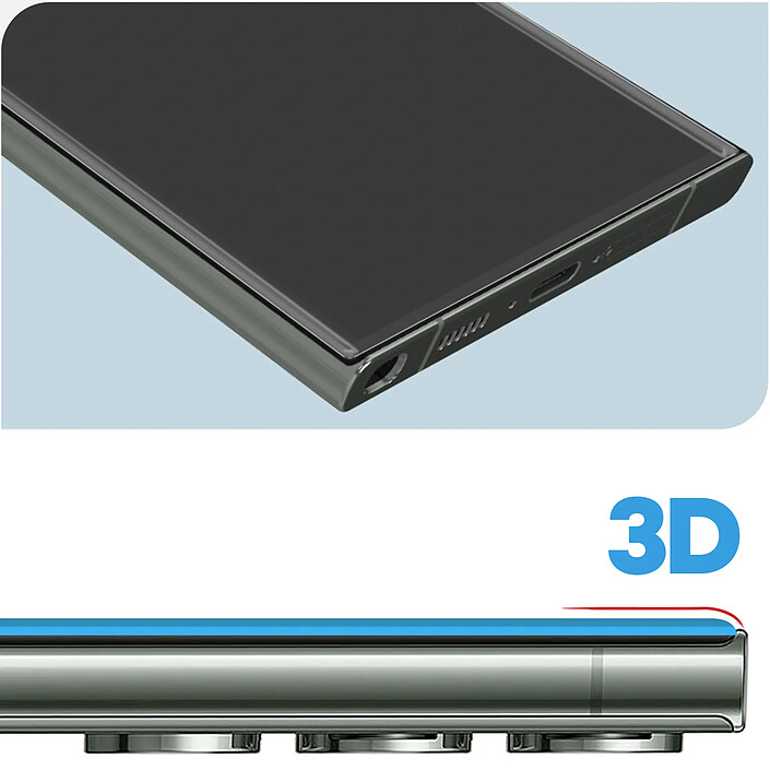 Avis Blueo Verre trempé pour Samsung Galaxy S23 Ultra Incurvé Fixation lampe UV Transparent