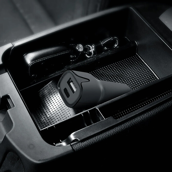 Acheter Setty Chargeur Voiture 12 Watts Double Port USB et USB-C 2.4A Noir