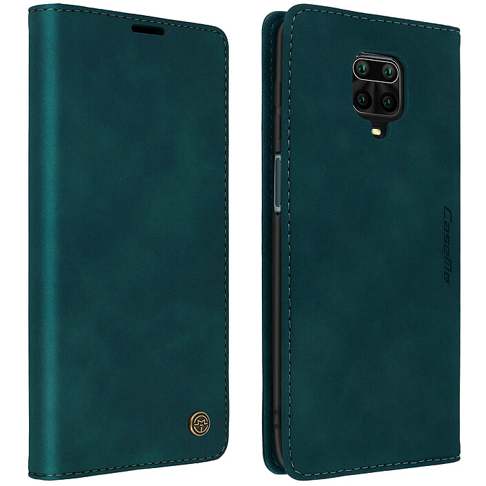 CaseMe Étui pour Xiaomi Redmi Note 9S / 9 Pro / 9 Pro Max Vintage Porte-carte Support Bleu canard