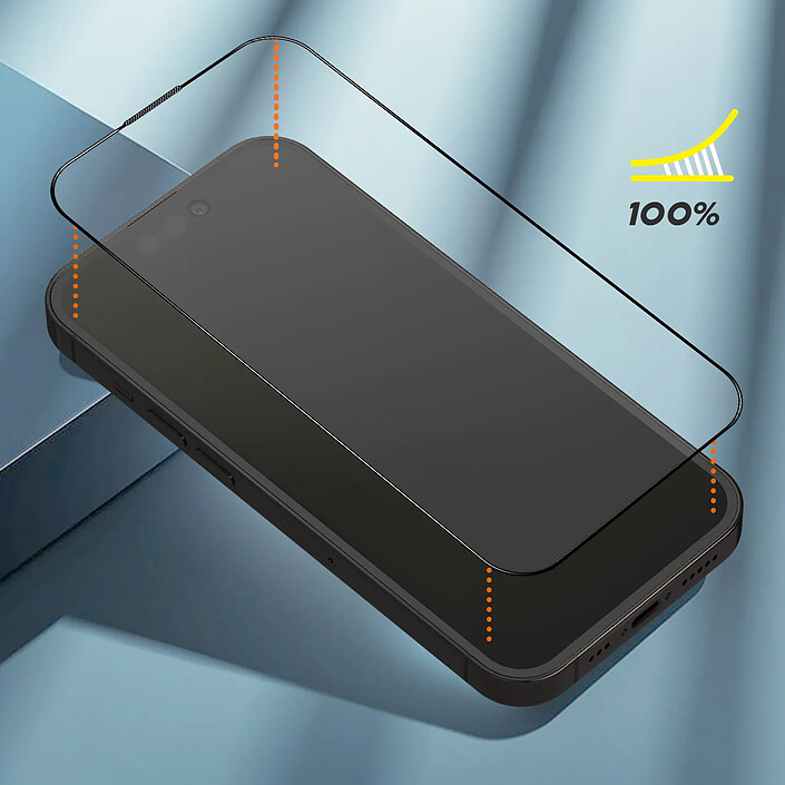 Blueo Verre Trempé pour iPhone 14 Pro mat anti-reflets Bords biseautés Noir pas cher