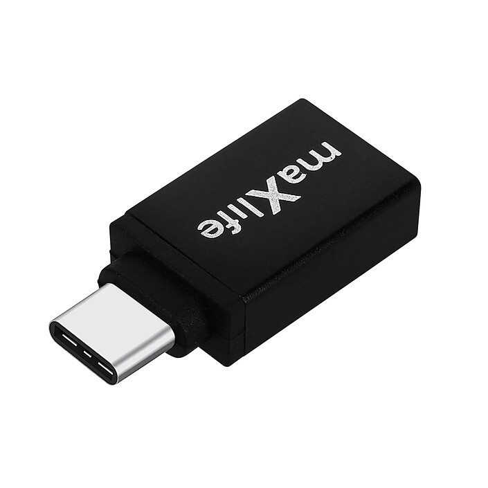 Maxlife Adaptateur USB-A Femelle vers USB-C Mâle Ultra-compact Noir
