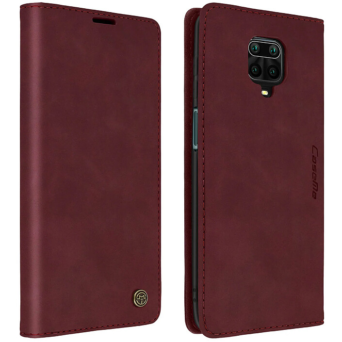 CaseMe Étui pour Xiaomi Redmi Note 9S/9 Pro/9 Pro Max Vintage Porte-carte Support Bordeaux