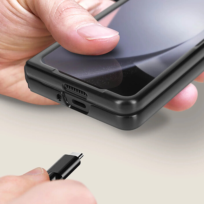 Acheter Abeel Coque pour Samsung Z Fold 5 Hybride Cuir Véritable Motif Serpent Abeel Marron