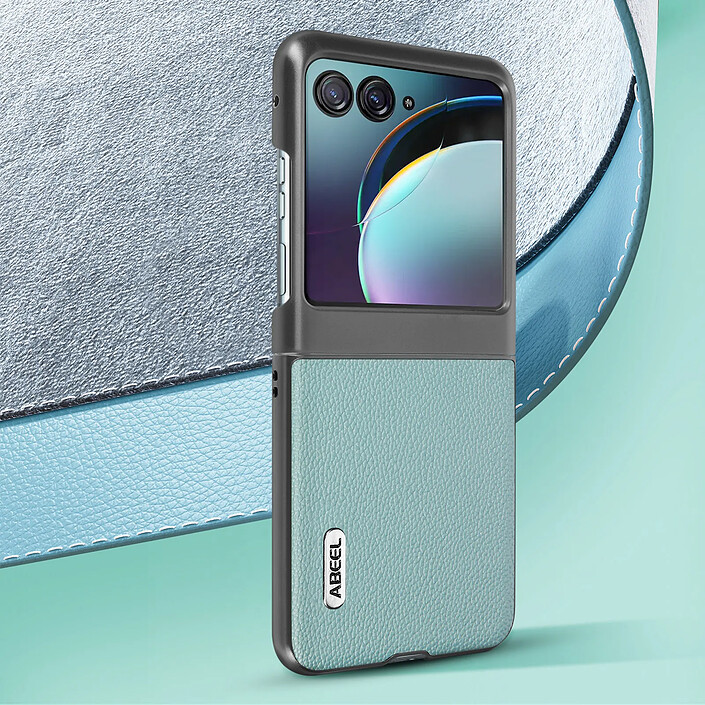 Acheter Abeel Coque Cuir pour Motorola Razr 40 Ultra Effet Grainé Design Fin Abeel Bleu