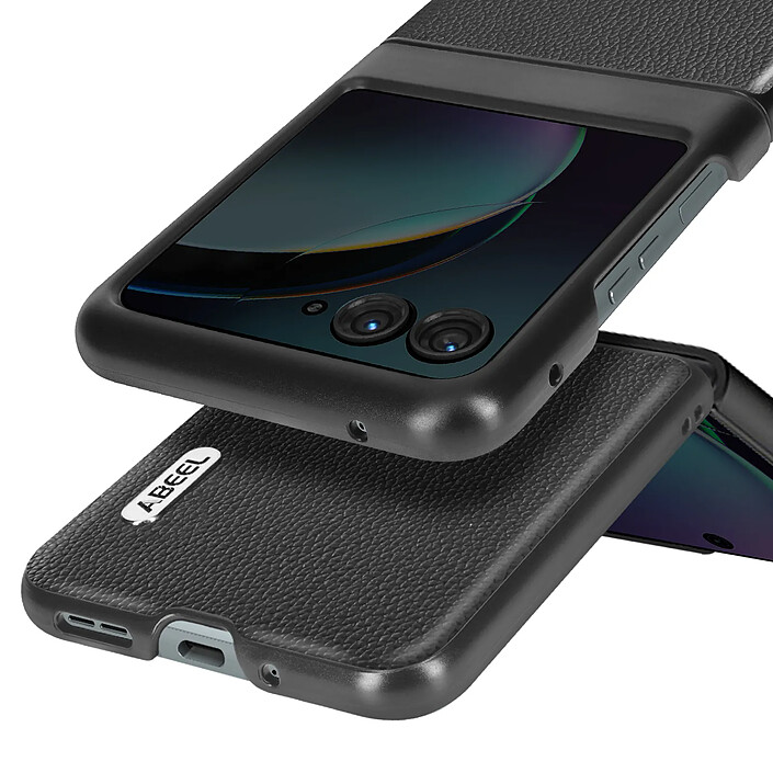 Abeel Coque en Cuir pour Razr 40 Ultra Effet Grainé Design Fin Noir pas cher