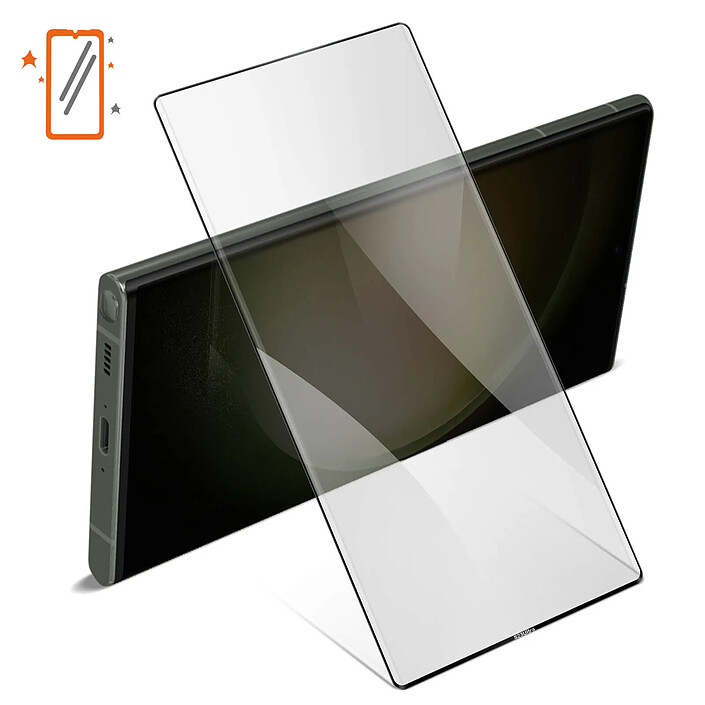 Mocolo Verre Trempé pour Samsung Galaxy S23 Ultra Dureté 9H Incurvé 3D Adhésif Noir pas cher