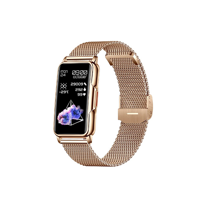 Avizar Montre Connectée 5.0 avec Anti-vol et Bracelet Milanais en Acier Inoxydable Dorée