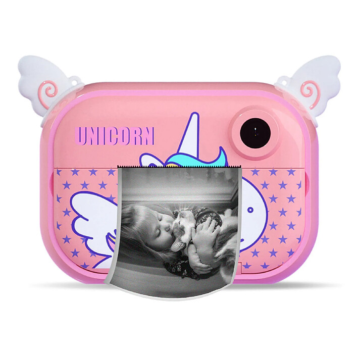 Avizar Appareil Photo Wifi pour Enfant avec Impression Instantanée Zoo Family Licorne Rose