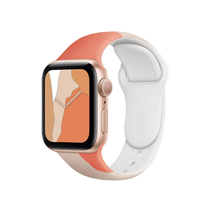 Avizar Bracelet pour Apple Watch 42/44/45mm en TPU Patchwork Blanc / Rose