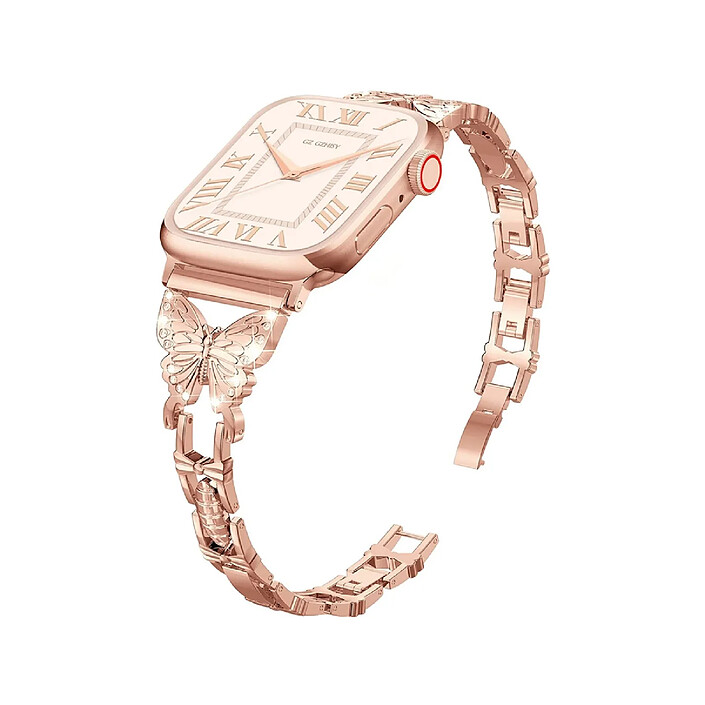 Avizar Bracelet pour Apple Watch 38/40/41mm en acier inoxydable Butterfly Rose