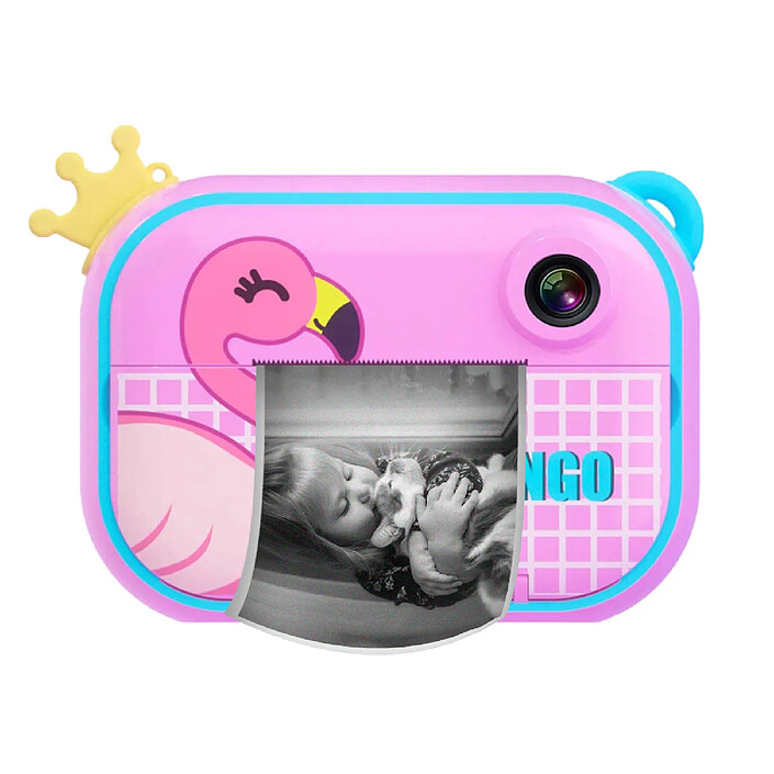Avizar Appareil Photo Wifi pour Enfant avec Impression Instantanée Zoo Family Flamingo Rose