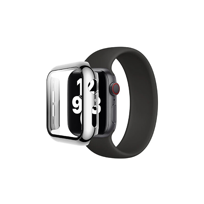 Avizar Coque pour Apple Watch 38mm Protection Intégrale avec Verre Trempé Noir / Argent