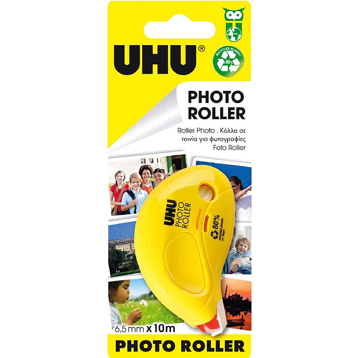 UHU Roller colle photo roller, 6,5 mm x 10 m pour photos, rapide, propre et durable