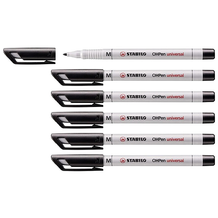 STABILO Feutre pour Transaprent OHPen encre soluble Pointe médium Noir x 6