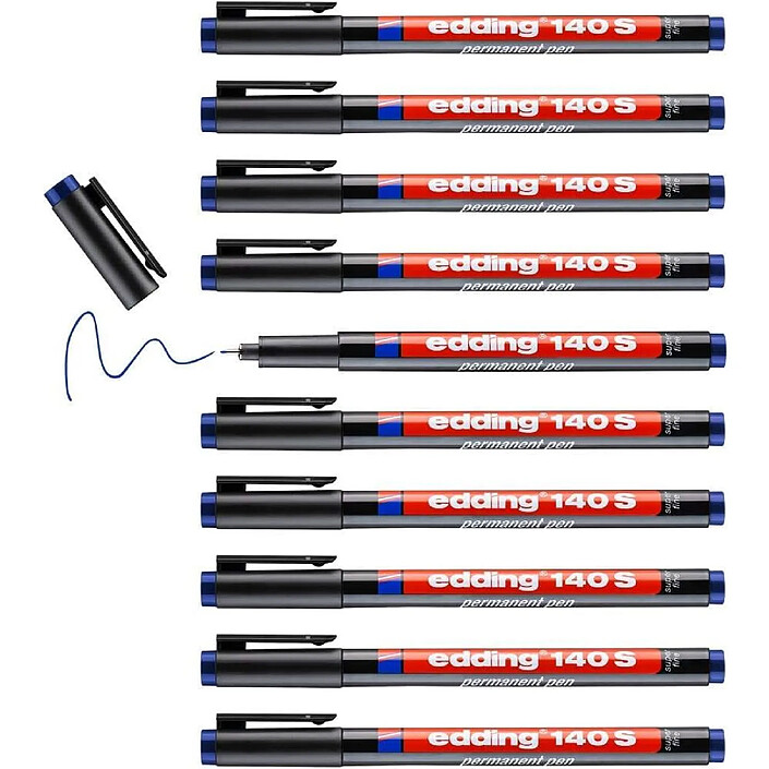EDDING Feutre Permanent 140 S Pointe Super Fine Bleu 0,3 mm x 10