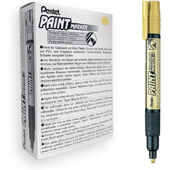 PENTEL Marqueur permanent PAINT MARKER MMP10 Pointe Ogive 2 mm Or x 12