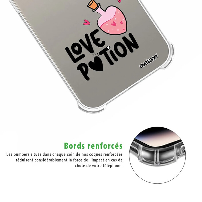 Acheter Evetane Coque iPhone 15 Pro Silicone antichocs Solides coins renforcés  transparente Motif Love Potion