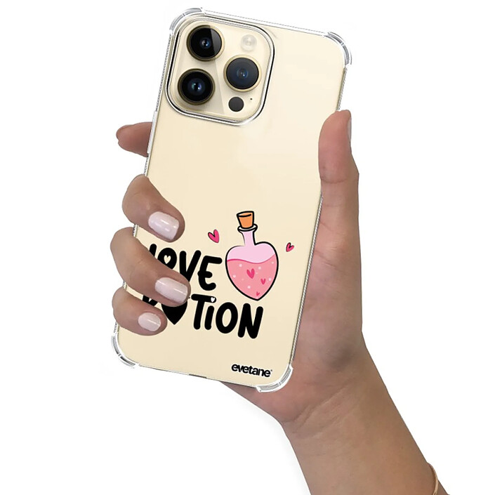 Evetane Coque iPhone 14 Pro Max Silicone antichocs Solides coins renforcés  transparente Motif Love Potion pas cher