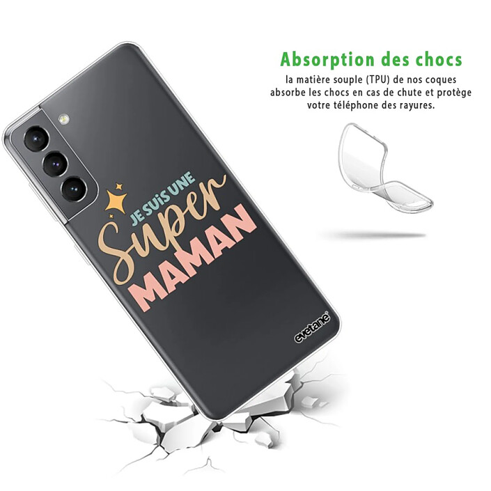 Avis Evetane Coque Samsung Galaxy S21 5G 360 intégrale transparente Motif Je suis une super Maman Tendance .