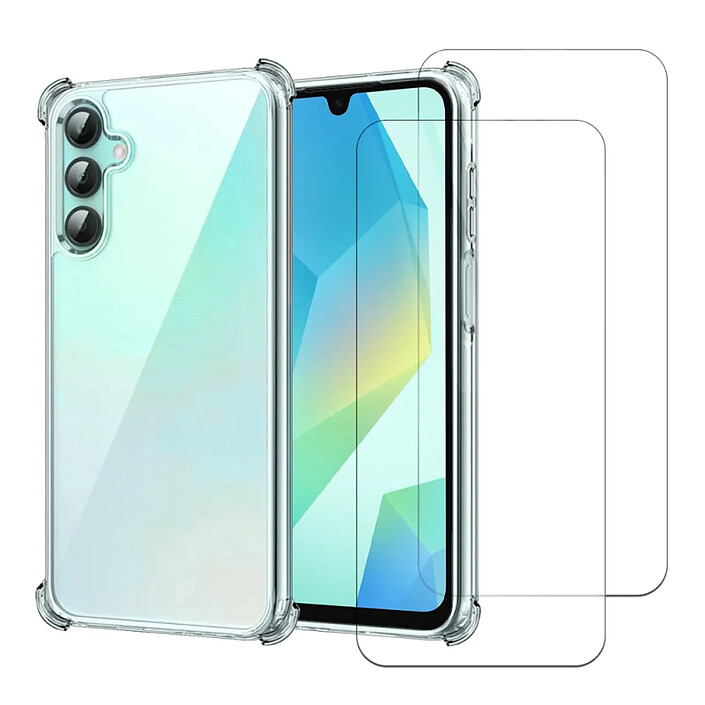 Acheter Evetane Coque Samsung Galaxy A16/A16 5G Antichoc Silicone bords renforcés + 2 Vitres en verre trempé Protection écran