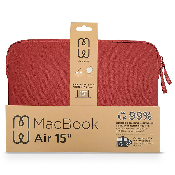 MW Pochette pour MacBook Air 15 en Mousse Écologique Basics ²Life Rouge pas cher