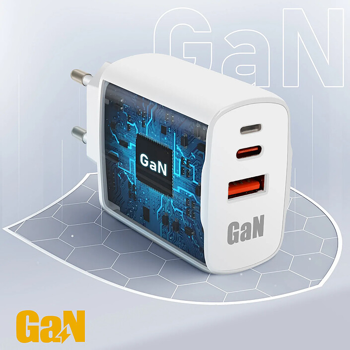 Avis Inkax Chargeur Secteur USB-C GaN 45W + USB Charge Rapide Format Minimaliste Blanc