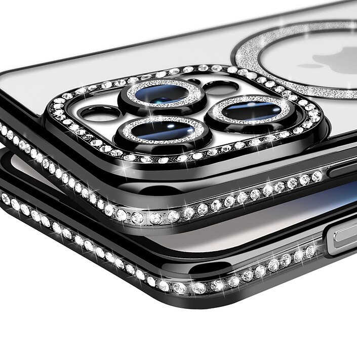Avis Avizar Coque Diamant pour iPhone 14 Pro MagSafe Contour Strass Noir