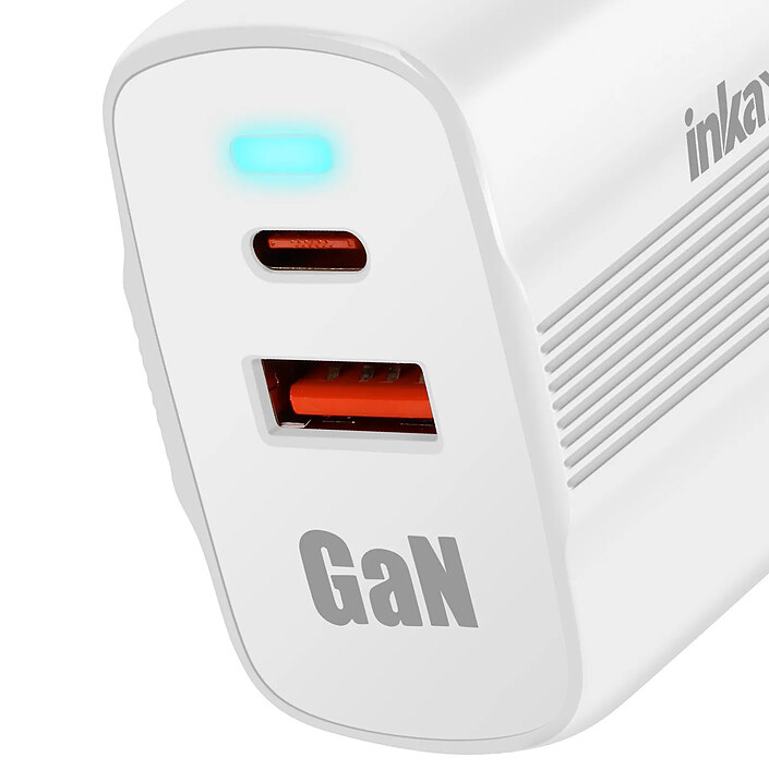 Inkax Chargeur Secteur USB-C GaN 45W + USB Charge Rapide Format Minimaliste Blanc pas cher