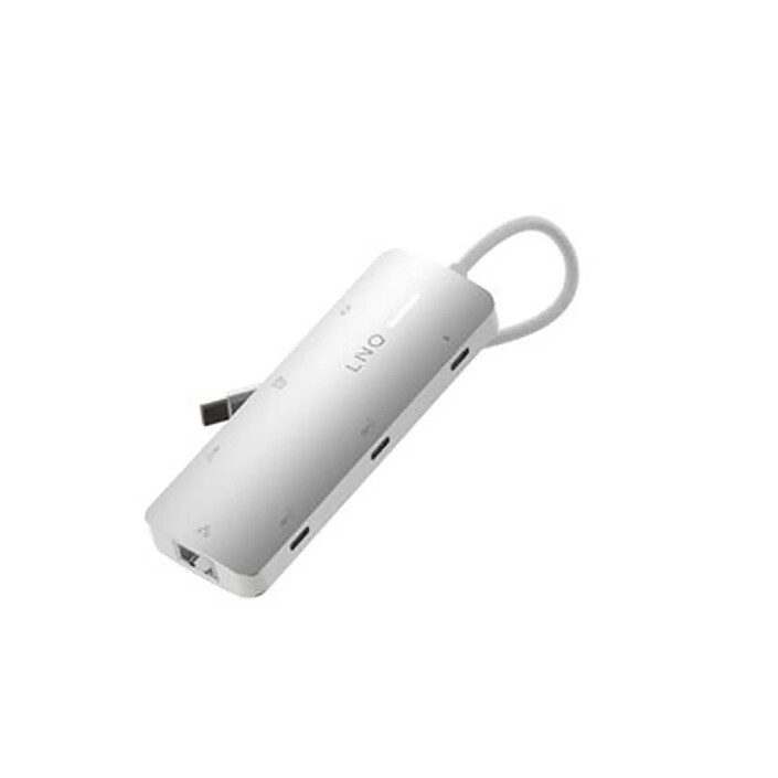LinQ Hub Multiport Pro 8-en-1 HDMI 4K USB-C Power Delivery 140W 10Gbps Gris pas cher