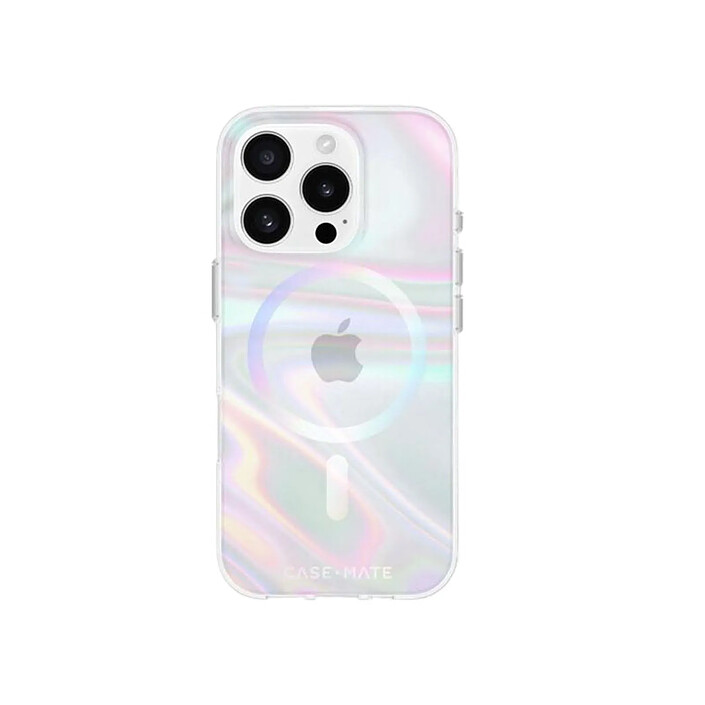 CASE MATE Coque pour Apple iPhone 16 Pro MagSafe Modèle Soap Bubble Iridescente Multicolore