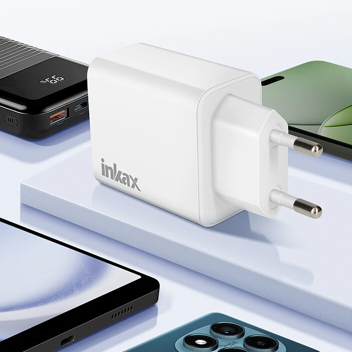 Acheter Inkax Chargeur 2x USB-C Power Delivery 20W + USB 18W Charge Rapide Compact Blanc