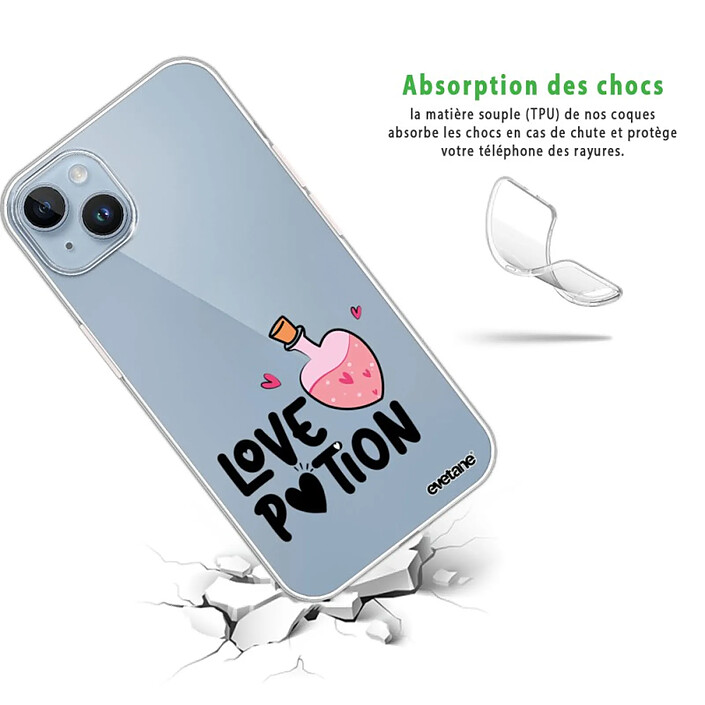 Avis Evetane Coque iPhone 14 Plus 360 intégrale transparente Motif Love Potion Tendance .