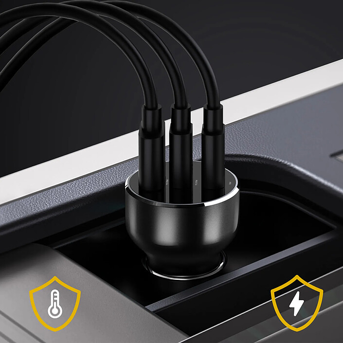 Acheter Inkax Chargeur Allume Cigare 78W Double USB-C + USB Charge Rapide Compact Noir