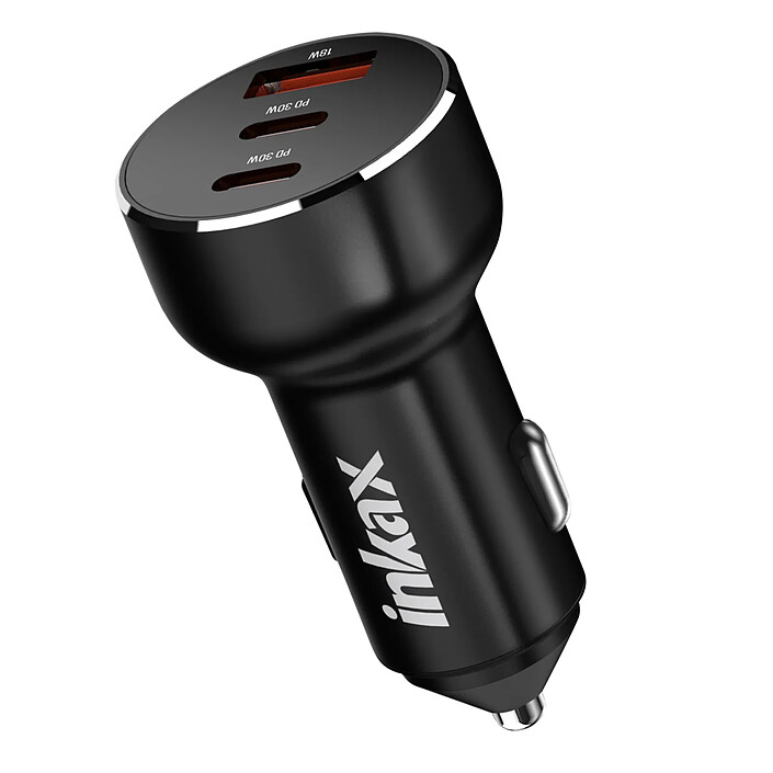 Inkax Chargeur Allume Cigare 78W Double USB-C + USB Charge Rapide Compact Noir