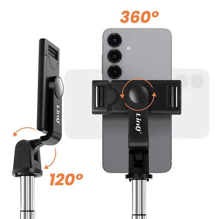 LinQ Perche à selfie avec Trépied Extensible et Télécommande Bluetooth Noir pas cher