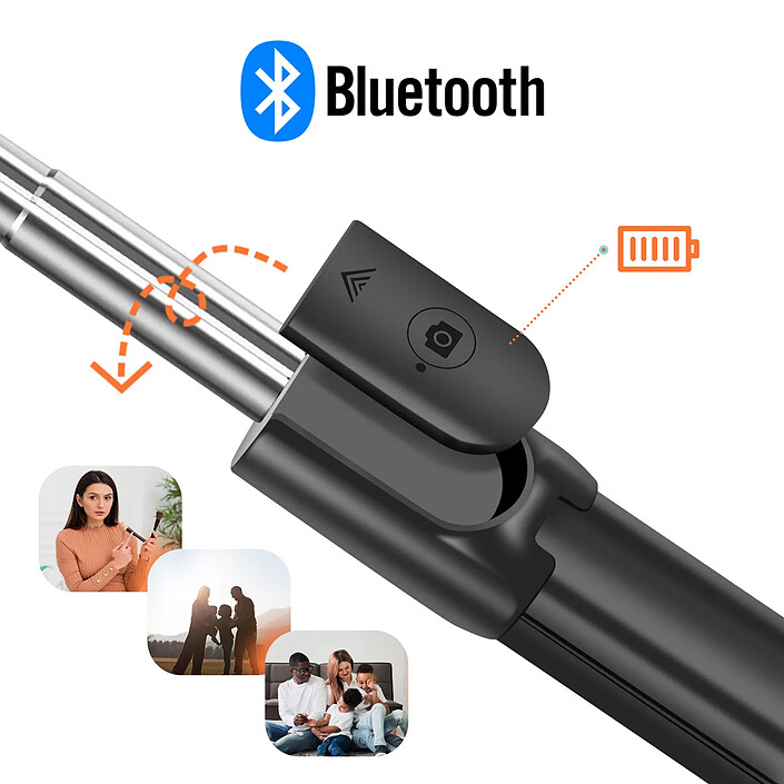 Avis LinQ Perche à selfie avec Trépied Extensible et Télécommande Bluetooth Noir